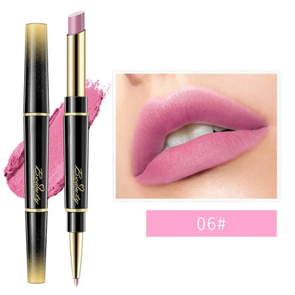 Double Ended lipstick Automatic Lip Liner Matte Waterproof Non-Fading Non-stick Lipstick