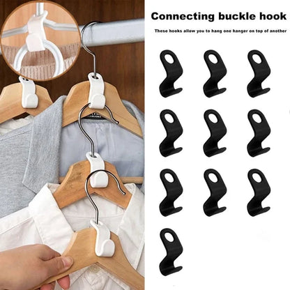 Space-Saving Clothes Hanger Connector Hooks