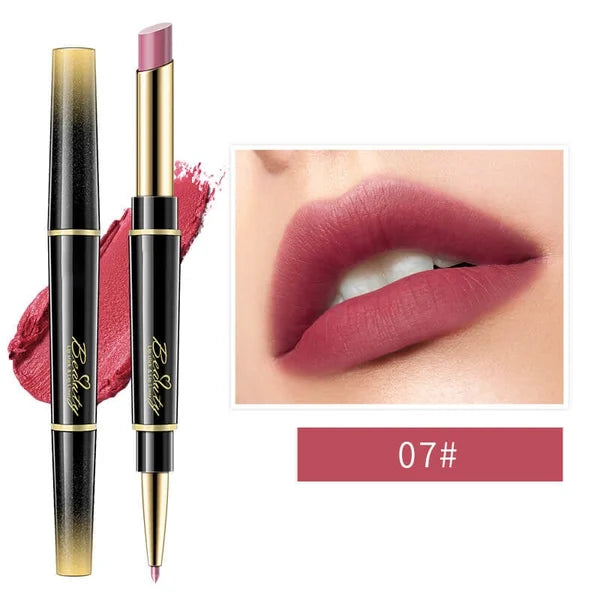 Double Ended lipstick Automatic Lip Liner Matte Waterproof Non-Fading Non-stick Lipstick