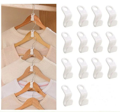 Space-Saving Clothes Hanger Connector Hooks