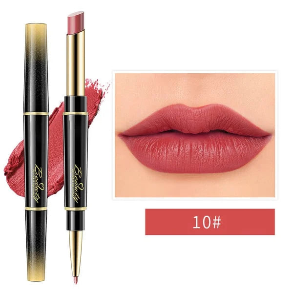 Double Ended lipstick Automatic Lip Liner Matte Waterproof Non-Fading Non-stick Lipstick