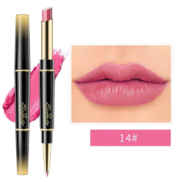 Double Ended lipstick Automatic Lip Liner Matte Waterproof Non-Fading Non-stick Lipstick