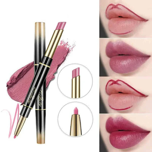 Double Ended lipstick Automatic Lip Liner Matte Waterproof Non-Fading Non-stick Lipstick