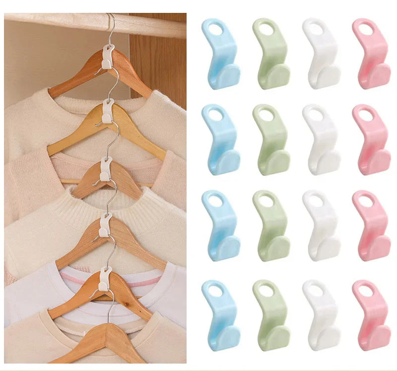 Space-Saving Clothes Hanger Connector Hooks